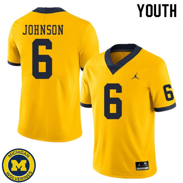 Youth Michigan Wolverines #6 Cornelius Johnson Yellow Fashion Jersey